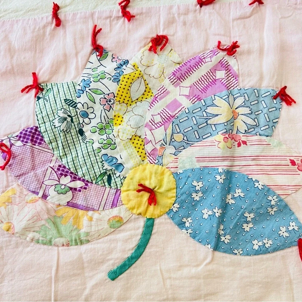 70”x80” Vintage Handmade Cotton Quilt.